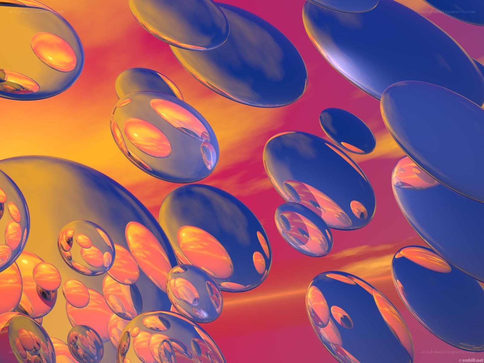 Abstract blue spheres on warm background
