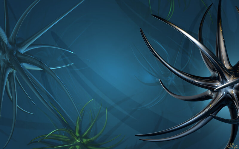 Abstract blue spiky forms