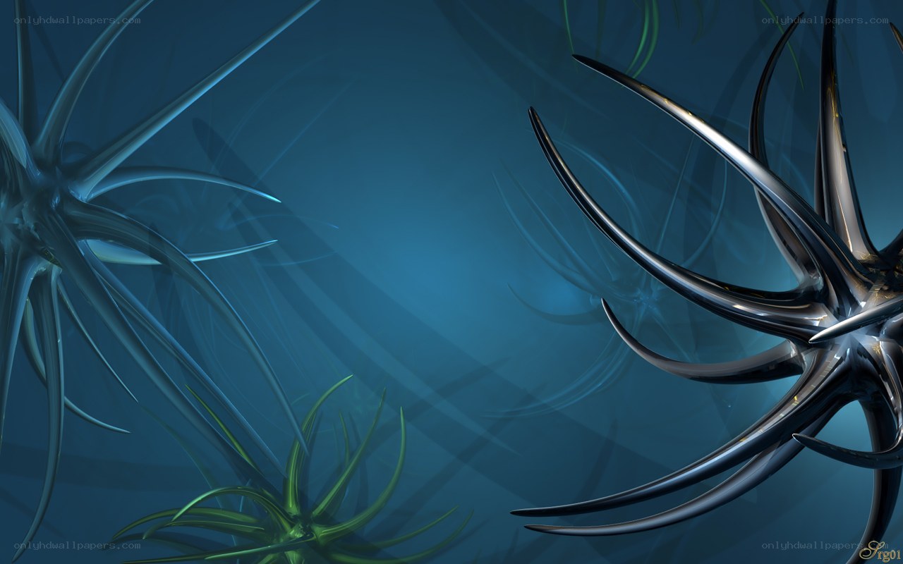 Abstract blue spiky forms