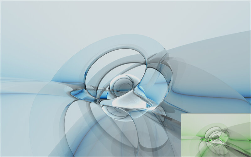 Abstract Blue Swirl — Serene, Digital Art, Green Inset