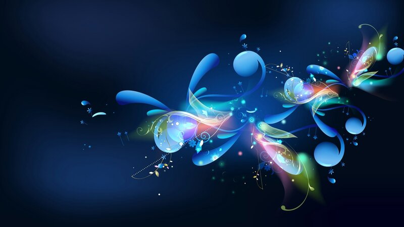 Abstract Blue Swirls — Dynamic, Digital Art, Bubbles