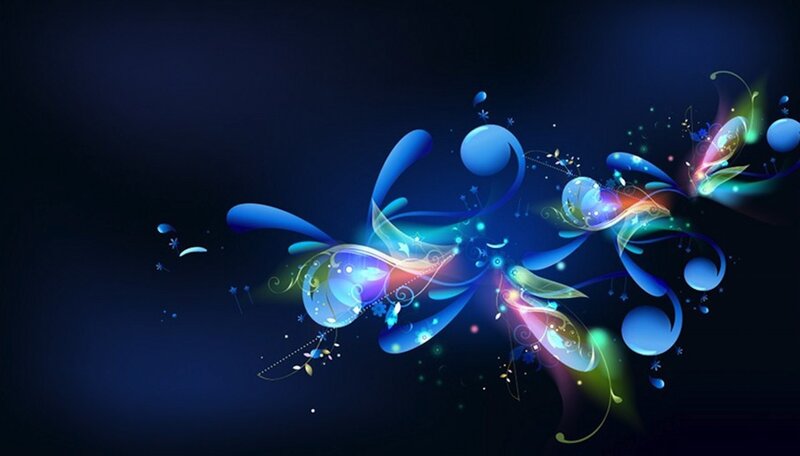 Abstract Blue Swirls — Dynamic, Digital Art, Glow, Particles