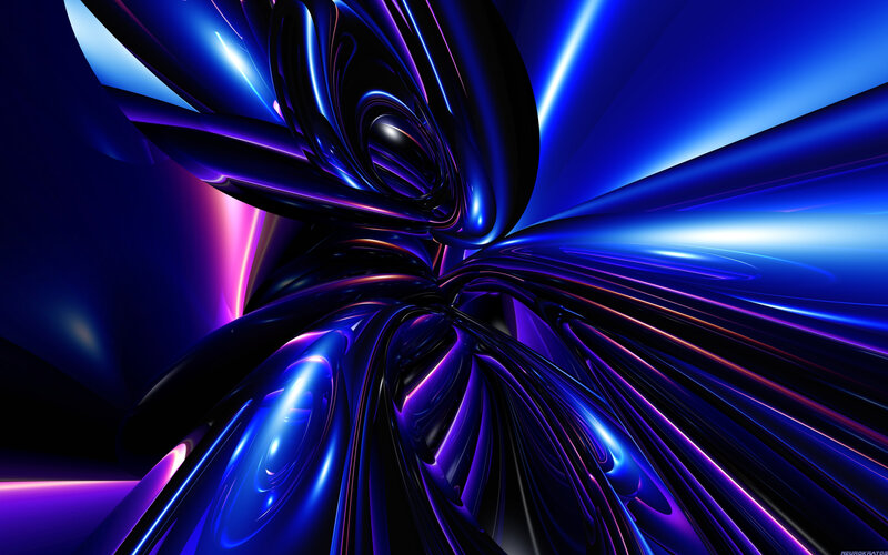Abstract Blue Swirls — Dynamic, Digital Art, Light, Metallic