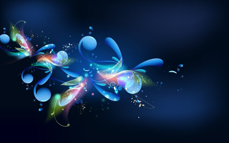Abstract Blue Swirls — Dynamic, Digital Art, Light, Particles