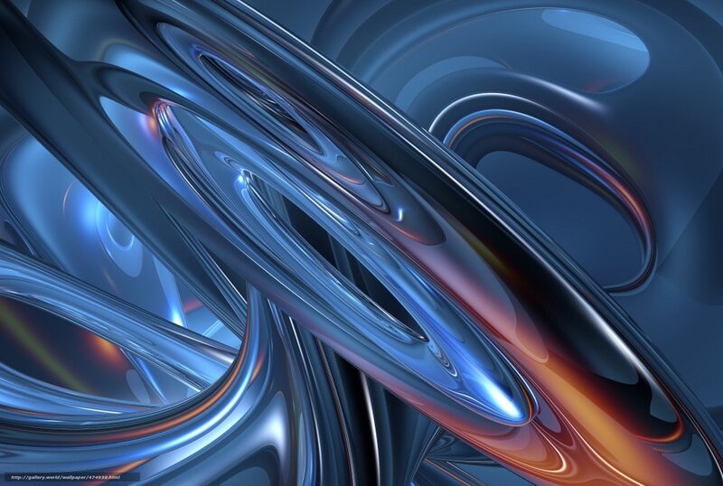 Abstract Blue Swirls — Dynamic, Digital Art, Light, Reflection