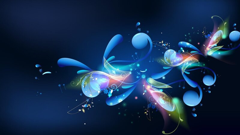Abstract Blue Swirls — Dynamic, Night, Digital Art, Light