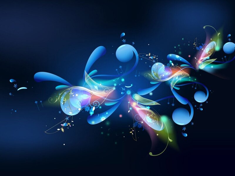 Abstract Blue Swirls — Dynamic, Night, Digital Art, Stars