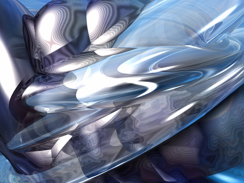 Abstract Blue Swirls — Fluid, Digital Art