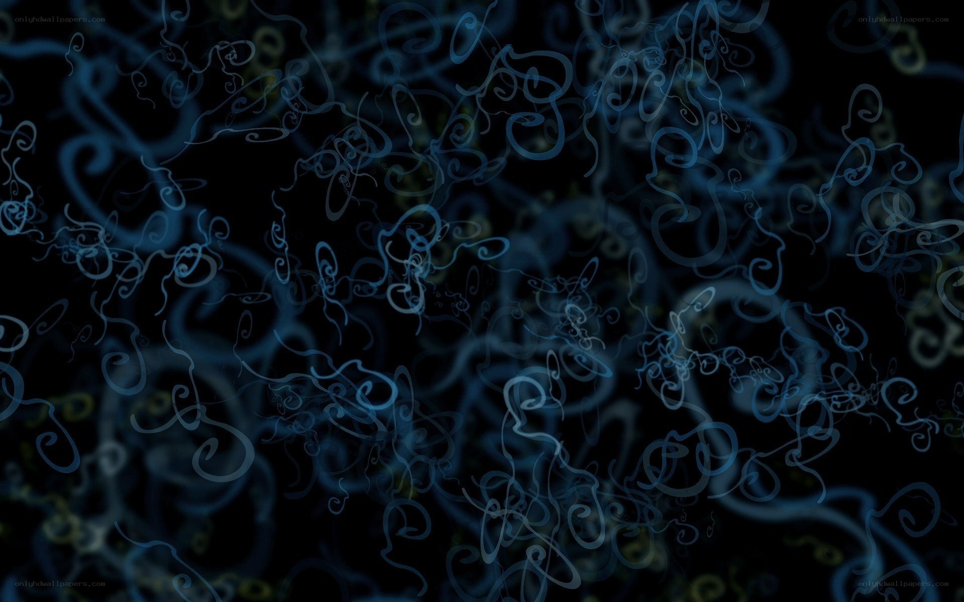 Abstract blue swirls on black