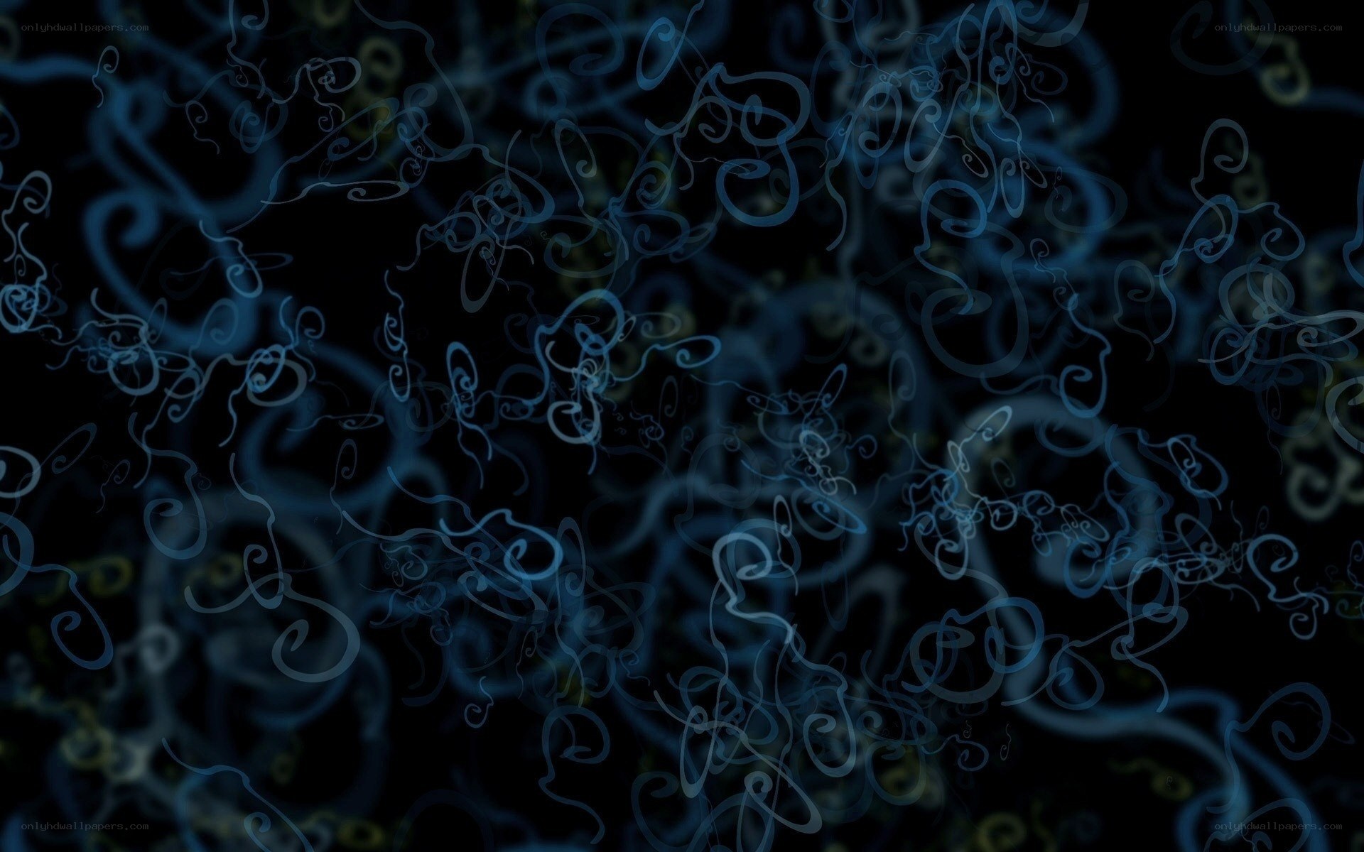 Abstract blue swirls on black