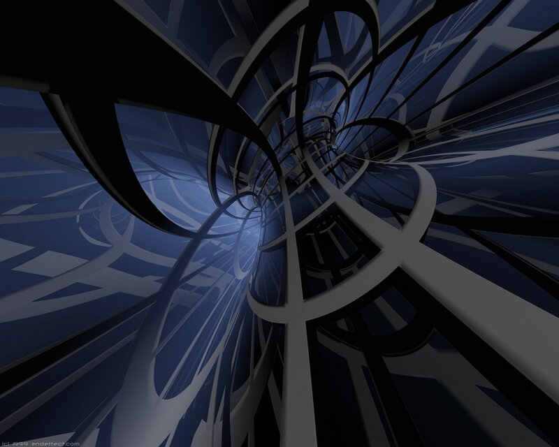 Abstract blue tunnel structure