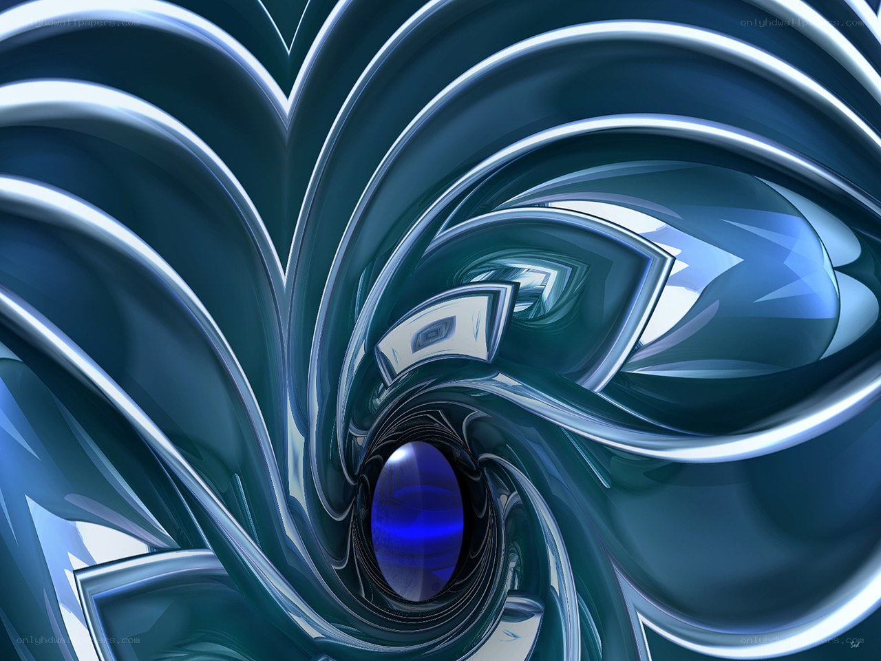 Abstract blue tunnel swirl