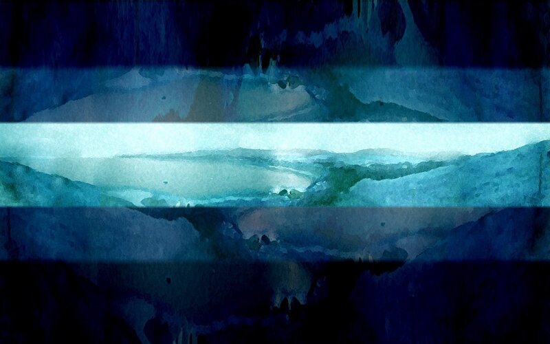 abstract blue watercolor landscape