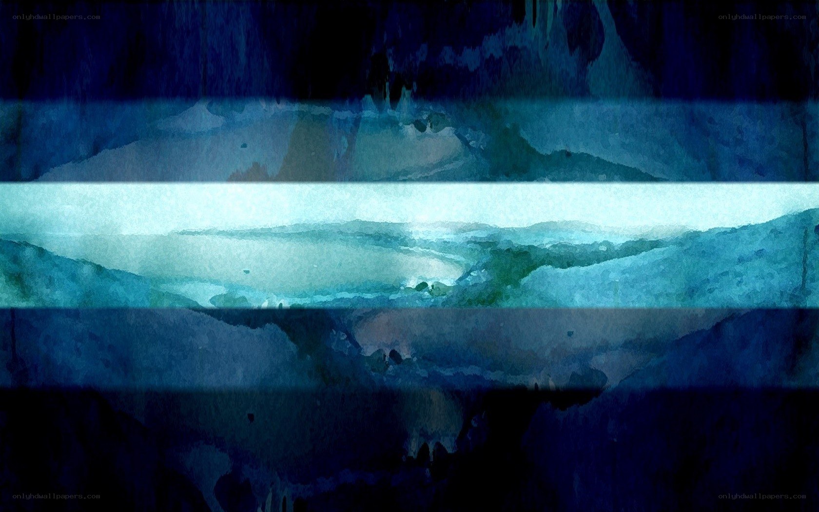 abstract blue watercolor landscape