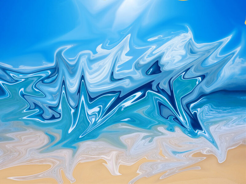 Abstract blue wave art