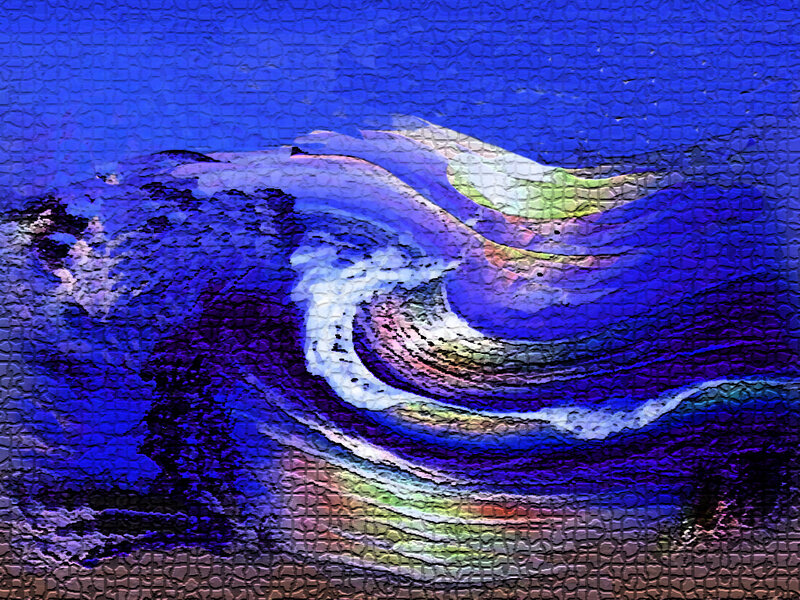 Abstract blue wave painting