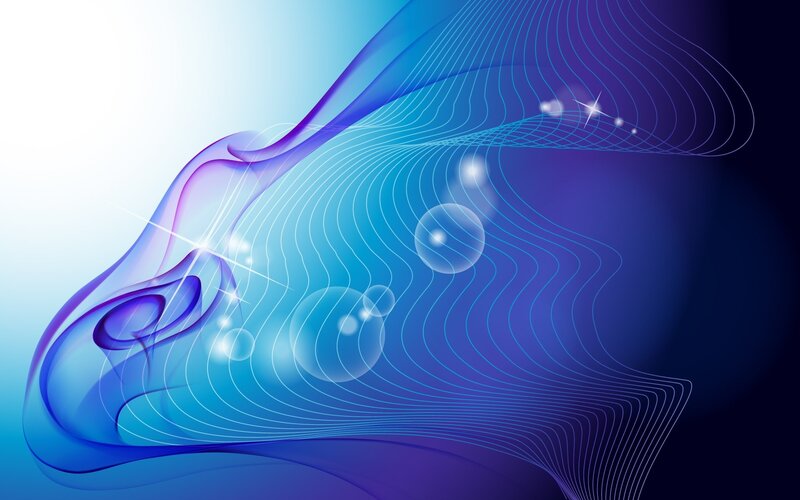 Abstract Blue Wave — Serene, Digital Art, Bubbles