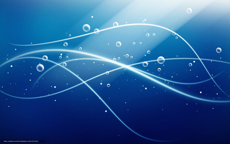 Abstract Blue Waves — Serene, Digital Art, Bubbles, Light Rays