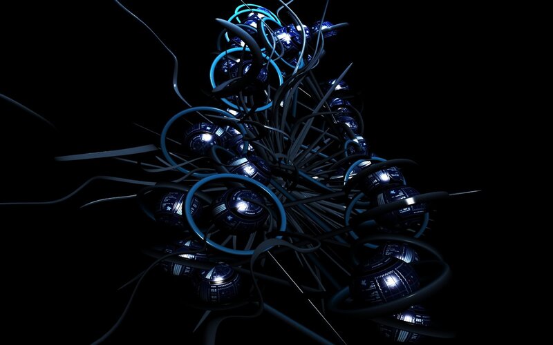 abstract blue wire sculpture