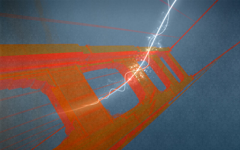 Abstract bridge with light trail