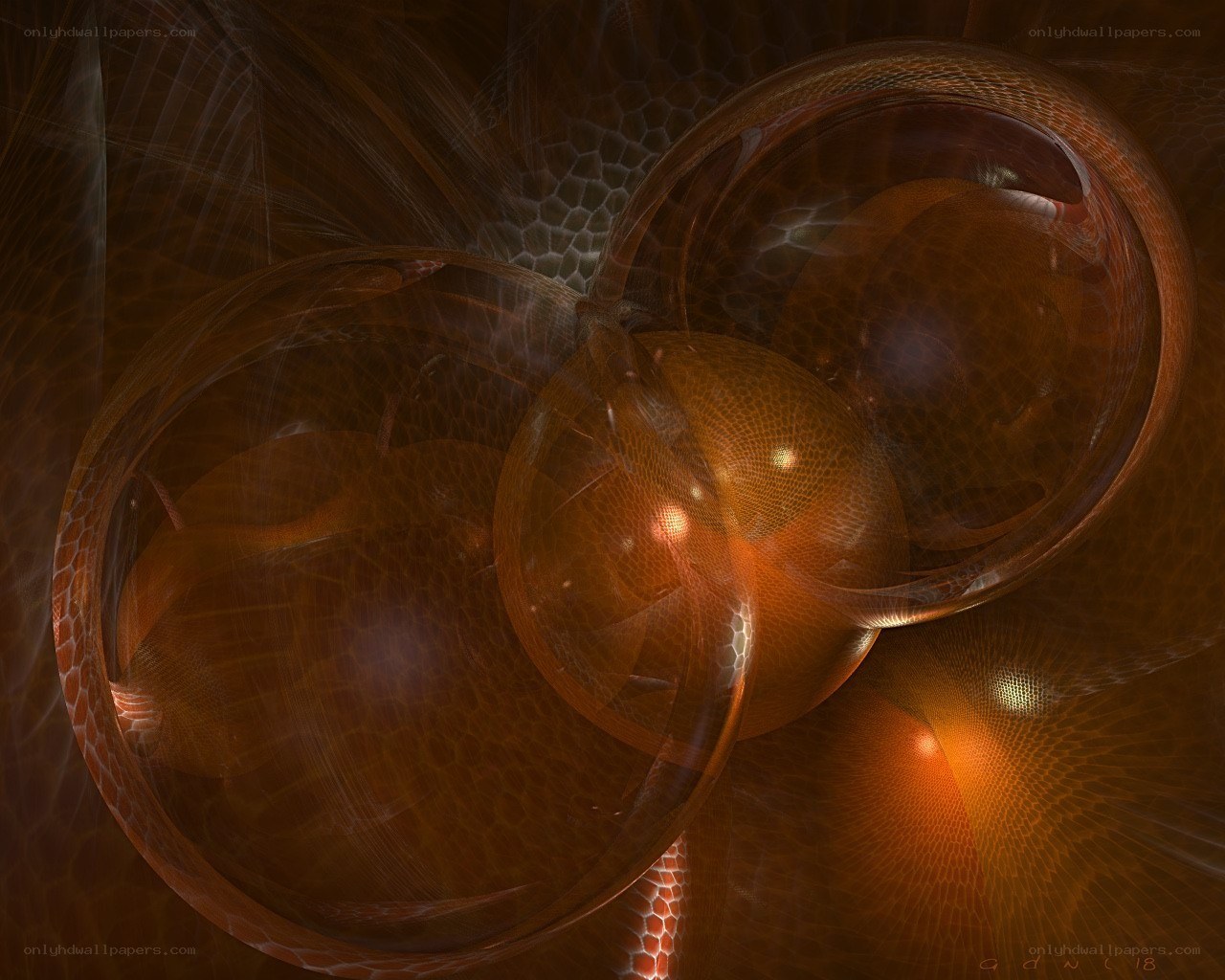 Abstract brown fractal spheres