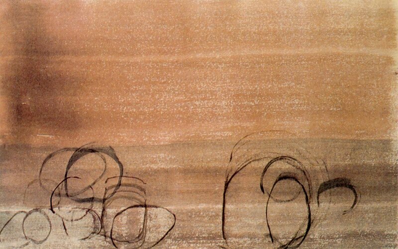 Abstract brown sketch with circles
