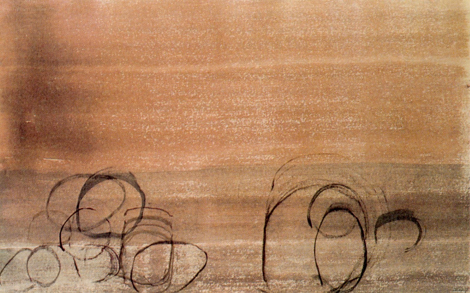 Abstract brown sketch with circles