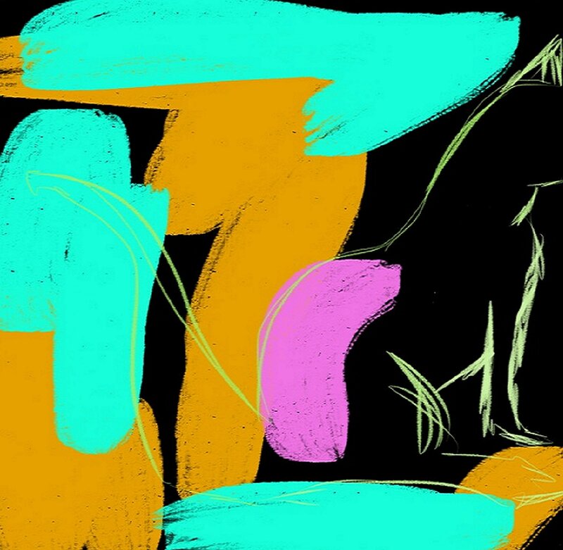 Abstract Brushstrokes — Cyan