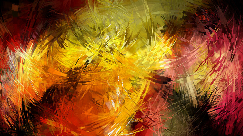 Abstract Brushstrokes — Yellow, Dynamic, Digital Art, Fire, Light