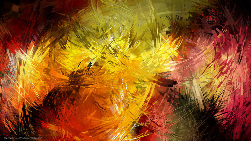 Abstract Brushstrokes — Yellow, Dynamic, Digital Art, Fire