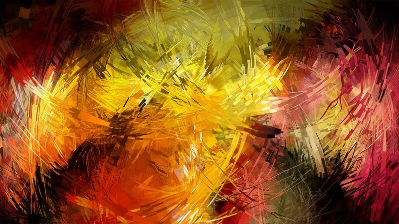 Abstract Brushstrokes — Yellow, Dynamic, Digital Art, Red, Orange