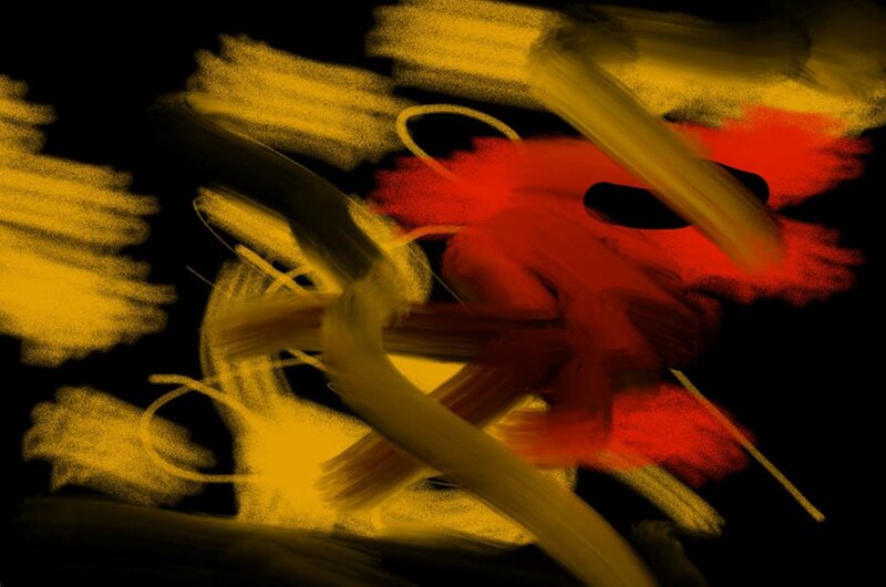 Abstract Brushstrokes — Yellow, Dynamic, Digital Art