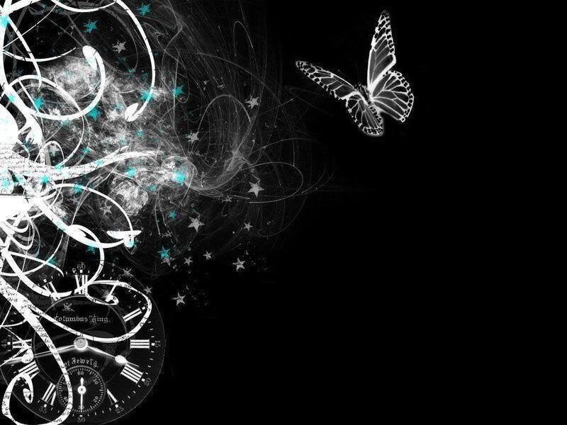 abstract butterfly and clock design