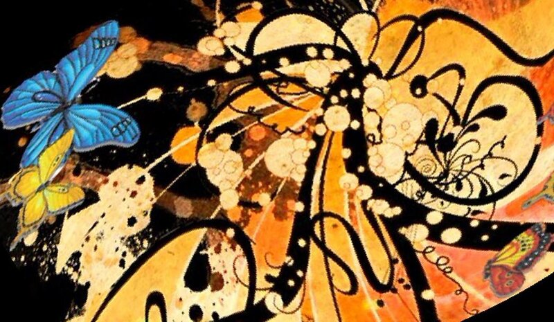 abstract butterfly art collage
