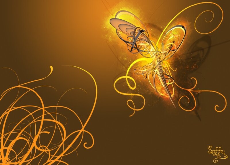 Abstract Butterfly Design — Gold, Dramatic