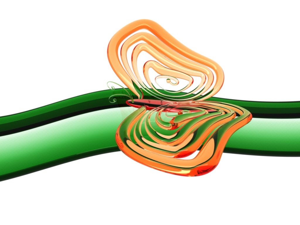 Abstract butterfly on green wave