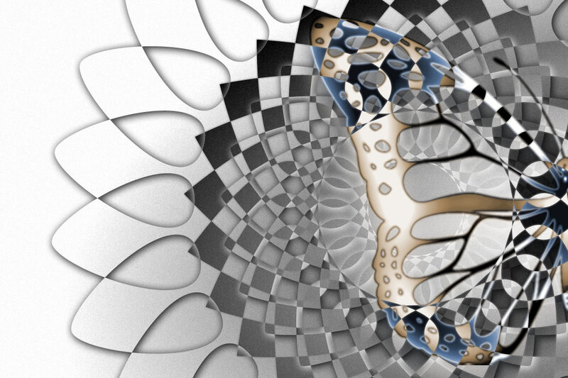 Abstract butterfly with checkerboard pattern