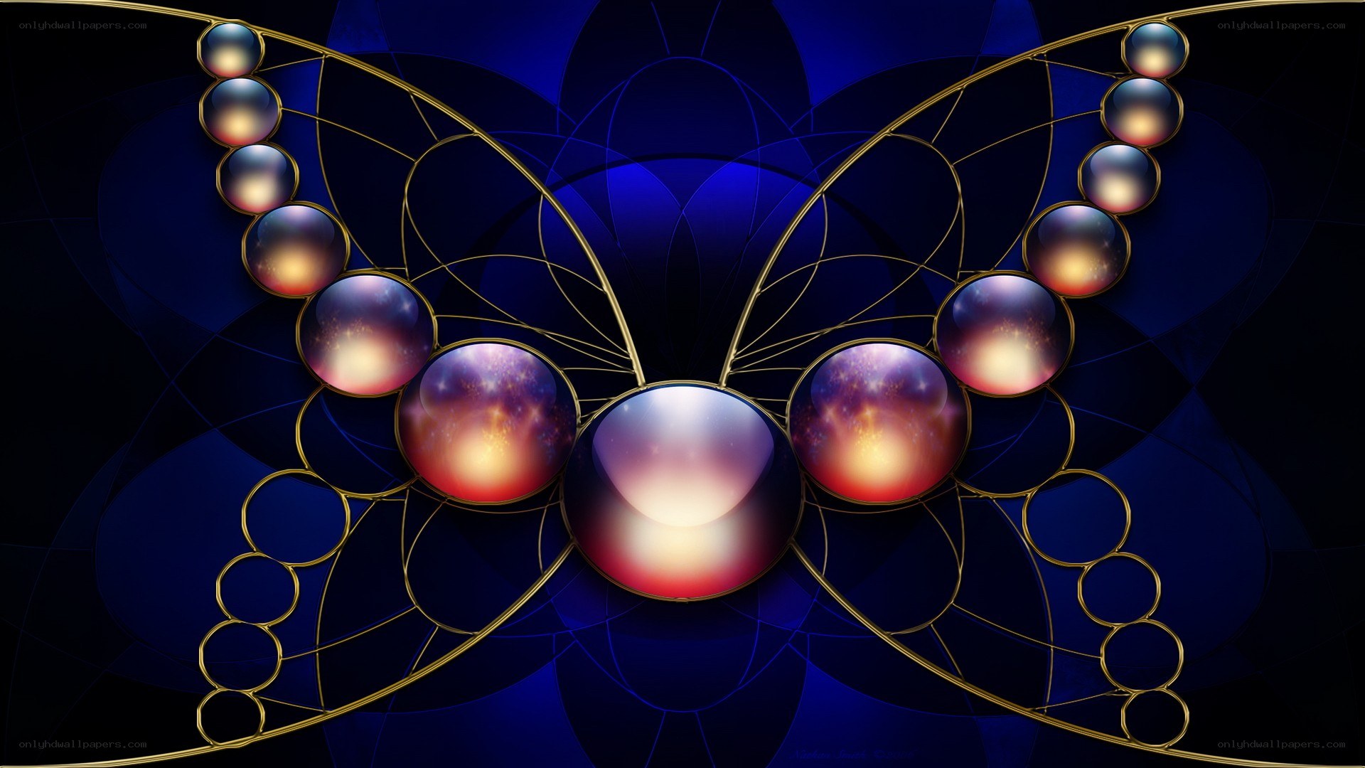 Abstract butterfly with gemstones