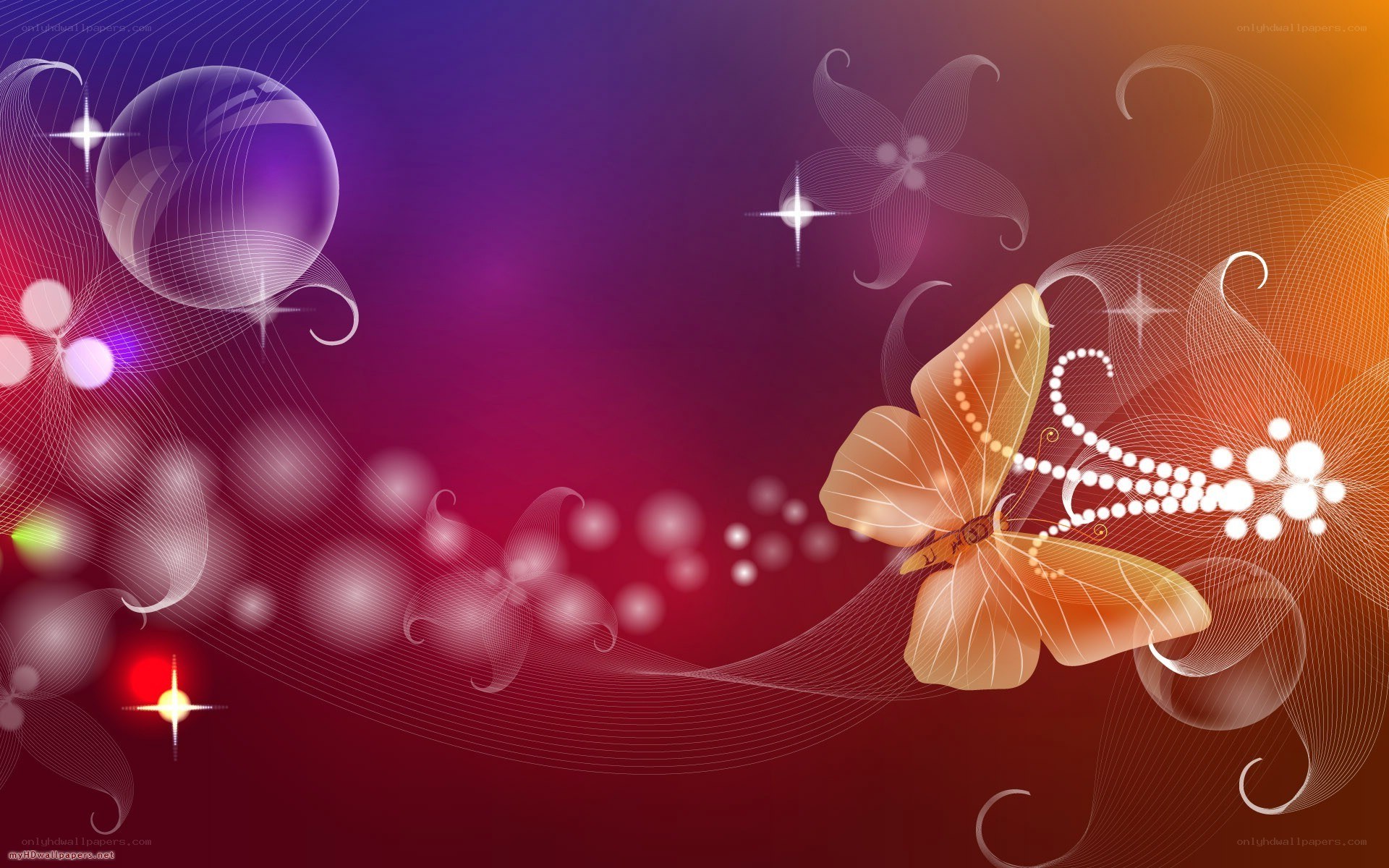 Abstract butterfly with glowing lights