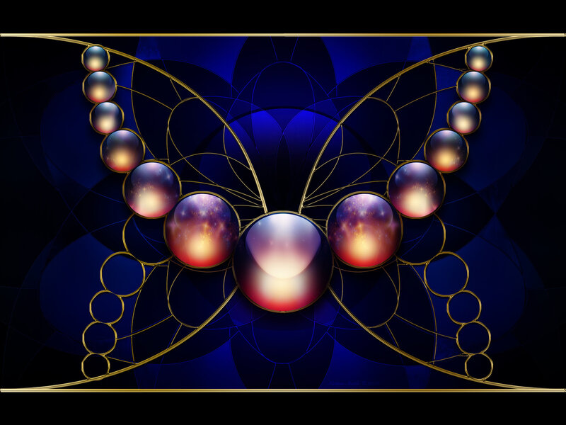 Abstract butterfly with glowing orbs