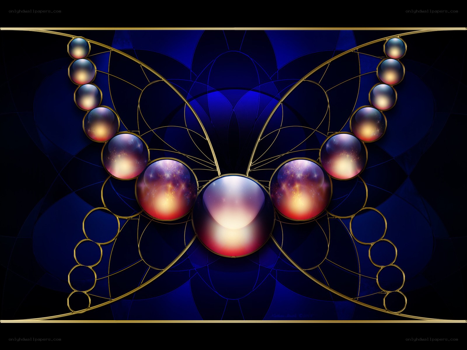 Abstract butterfly with glowing orbs