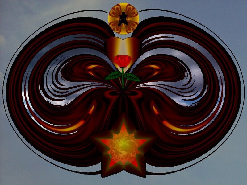Abstract butterfly with rose and star