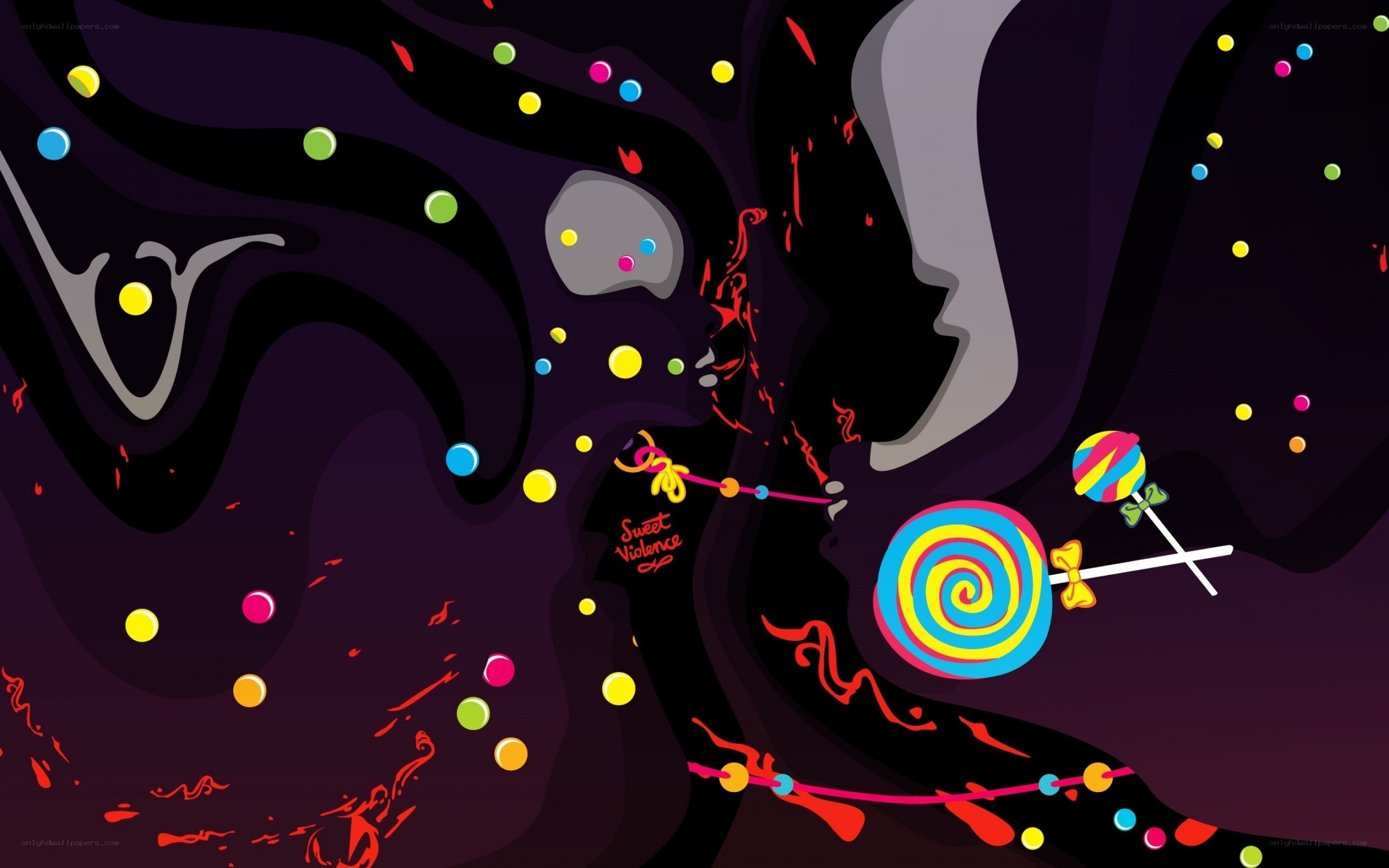abstract candy and silhouette art