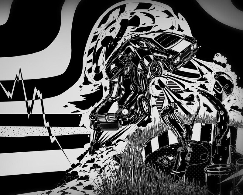 abstract car crash illustration