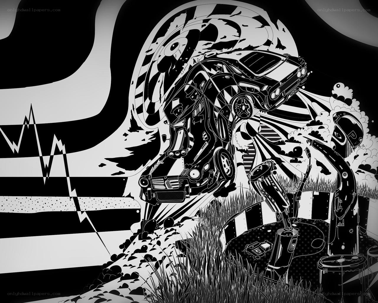 abstract car crash illustration