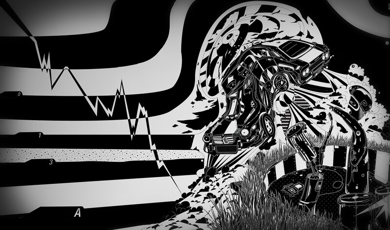 abstract car crash illustration