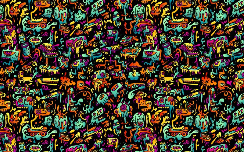 Abstract Cartoon Creatures — Black
