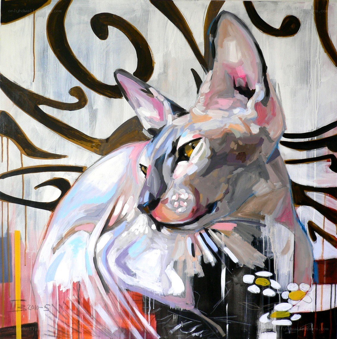 abstract cat portrait painting