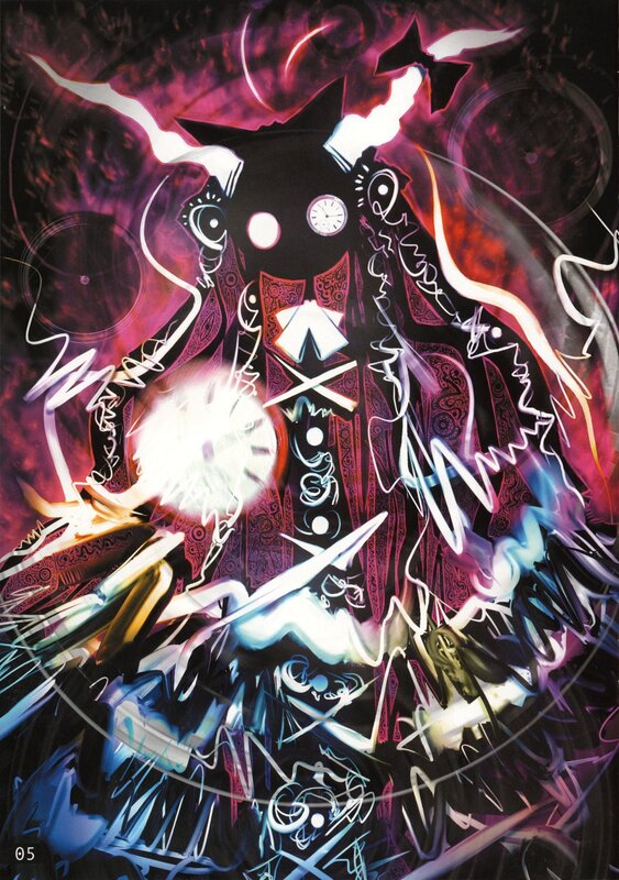 abstract character with clock eyes
