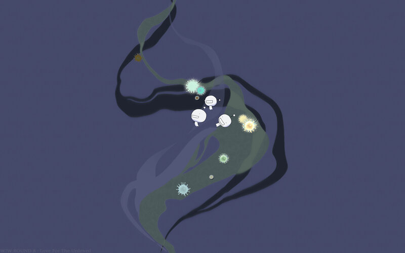Abstract characters in a dark space